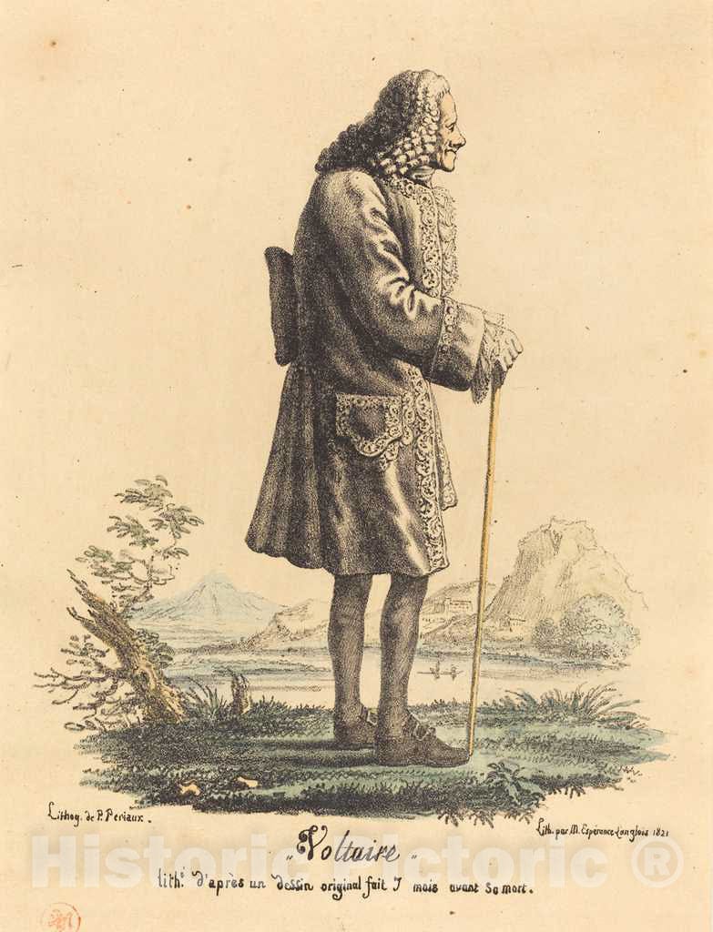 Art Print : P. Periaux, Voltaire, 1821 - Vintage Wall Art