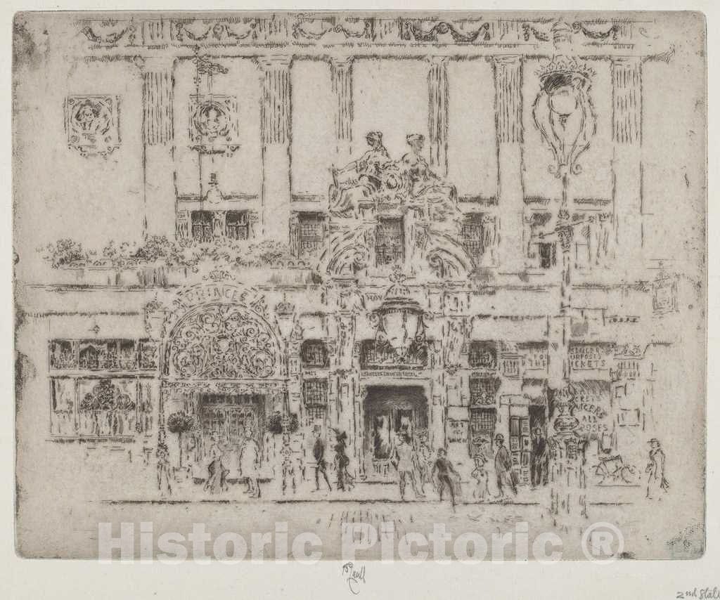 Art Print : Joseph Pennell, The Institute, Piccadilly, 1906 - Vintage Wall Art