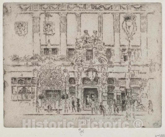 Art Print : Joseph Pennell, The Institute, Piccadilly, 1906 - Vintage Wall Art