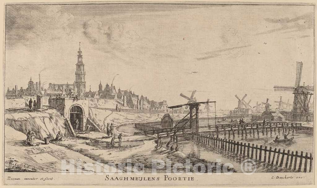 Art Print : Reinier Nooms, Zaagmolen Gate (Saaghmeulens Poortie) - Vintage Wall Art