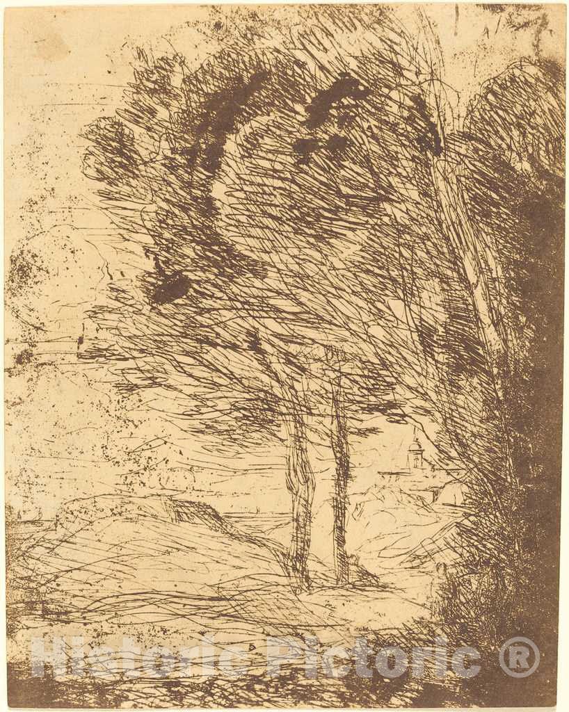Art Print : Baptiste-Camille Corot, Environs of Genoa (Environs de Genes), 1860 - Vintage Wall Art