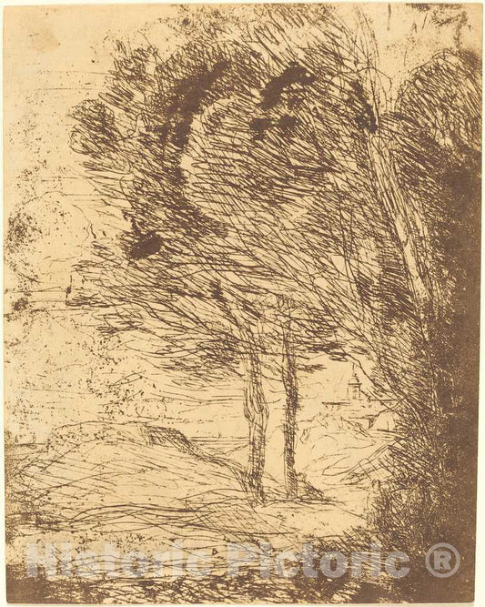 Art Print : Baptiste-Camille Corot, Environs of Genoa (Environs de Genes), 1860 - Vintage Wall Art