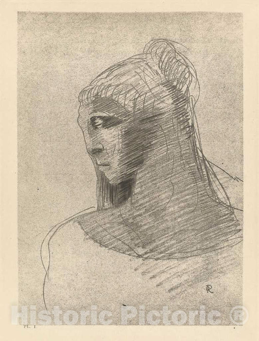 Art Print : Odilon Redon, I Adore You as I Adore The Vault of The Night Sky, O Vessel of Sadness, O Tall Silent Woman, 1890 - Vintage Wall Art