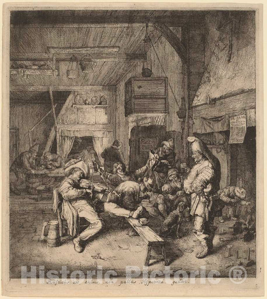 Art Print : Cornelis Dusart, Violin Player Seated in a Tavern, 1685 - Vintage Wall Art