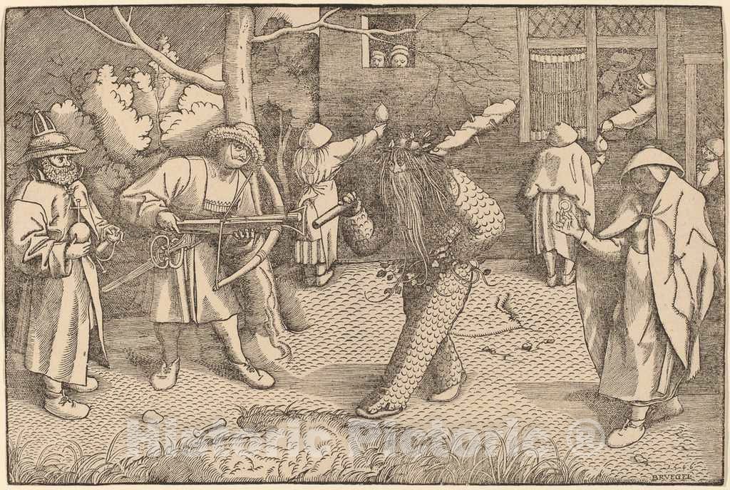 Art Print : Bruegel The Elder, The Masquerade of Ourson and Valentin, 1566 - Vintage Wall Art