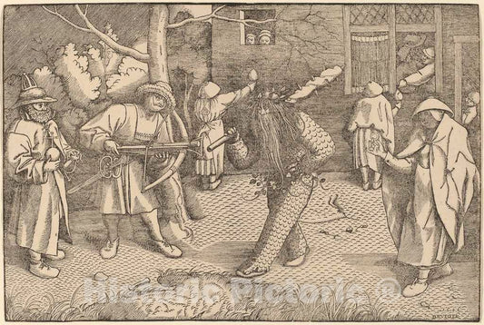 Art Print : Bruegel The Elder, The Masquerade of Ourson and Valentin, 1566 - Vintage Wall Art