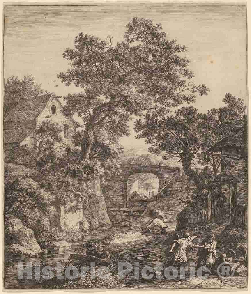 Art Print : Anthonie Waterloo, Landscape with The Circumcision of Moses' Son - Vintage Wall Art