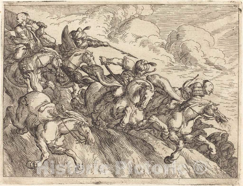 Art Print : Johann Wilhelm Baur, Capricci di varie battaglie, 1635 - Vintage Wall Art