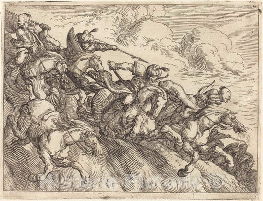 Art Print : Johann Wilhelm Baur, Capricci di varie battaglie, 1635 - Vintage Wall Art