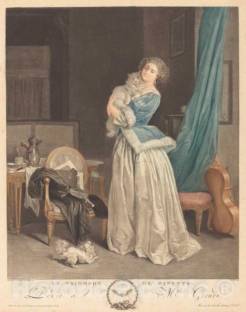Art Print : Vidal After Marguerite GÃ©rard, Le Triomphe de Minette - Vintage Wall Art