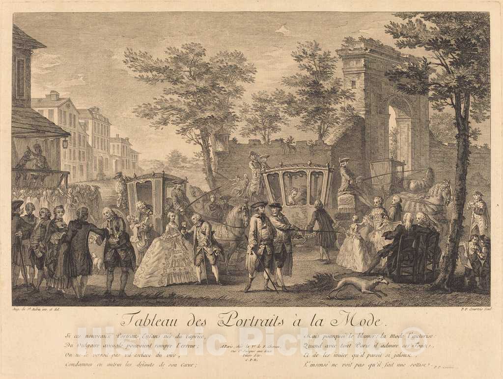 Art Print : Courtois After Saint-Aubin, Tableau des Portraits a la Mode, 1760 - Vintage Wall Art