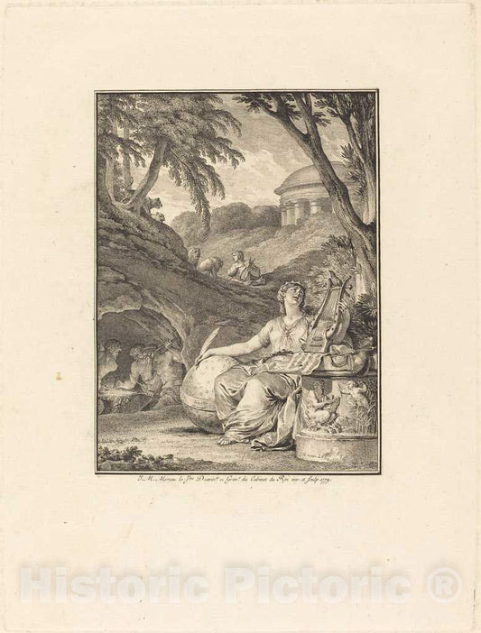 Art Print : Michel Moreau, Frontispiece: Dictionnaire de Musique, 1779 - Vintage Wall Art