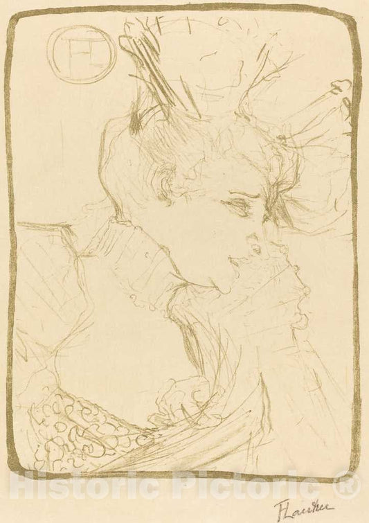 Art Print : Henri de Toulouse-Lautrec, Bust of Mlle. Marcelle Lender (Mlle. Marcelle Lender, en Buste), 1895 - Vintage Wall Art