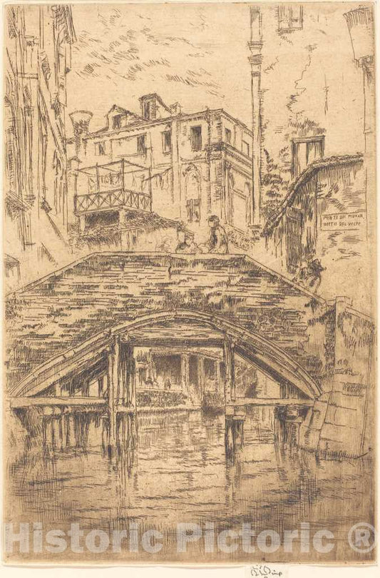 Art Print : James McNeill Whistler, Ponte del Piovan, 1880 - Vintage Wall Art
