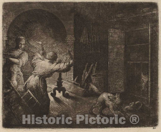 Art Print : Allart Van Everdingen, Reynard Steals a Capon from The Pastor, c.1651 - Vintage Wall Art