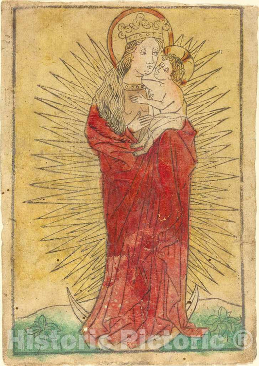 Art Print : Madonna and Child in a Glory Standing on a Crescent Moon, c.1455 - Vintage Wall Art