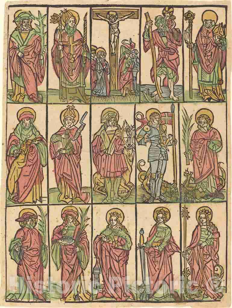 Art Print : Fourteen Auxiliary Saints, c. 1500 - Vintage Wall Art