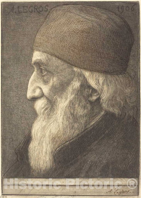 Art Print : Alphonse Legros, Self-Portrait, 13th Plate, 1906 - Vintage Wall Art