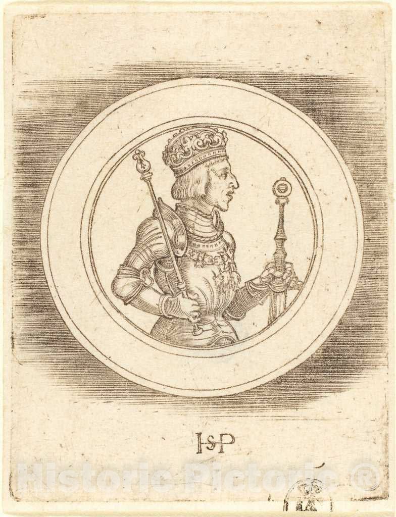 Art Print : Sebald Beham, Medal of King Ferdinand of Hungary and Bohemia - Vintage Wall Art