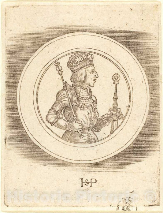 Art Print : Sebald Beham, Medal of King Ferdinand of Hungary and Bohemia - Vintage Wall Art