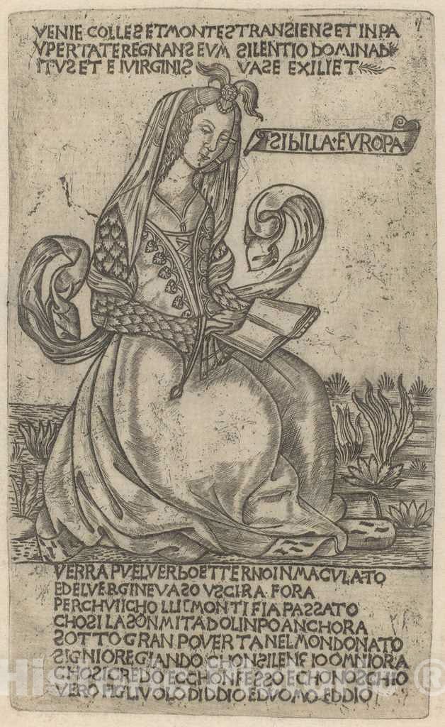 Art Print : Baccio Baldini, European Sibyl, 15th Century - Vintage Wall Art