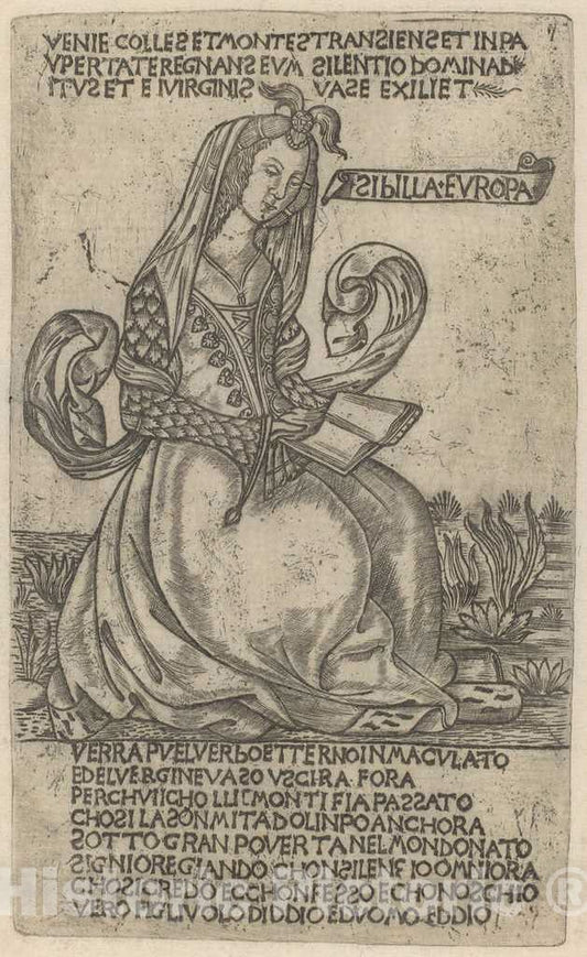 Art Print : Baccio Baldini, European Sibyl, 15th Century - Vintage Wall Art