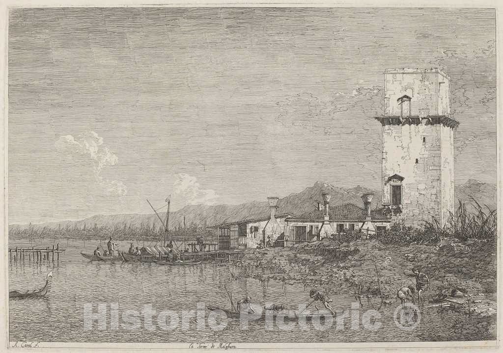 Art Print : Canaletto, La Torre di Malghera, c.1741 - Vintage Wall Art