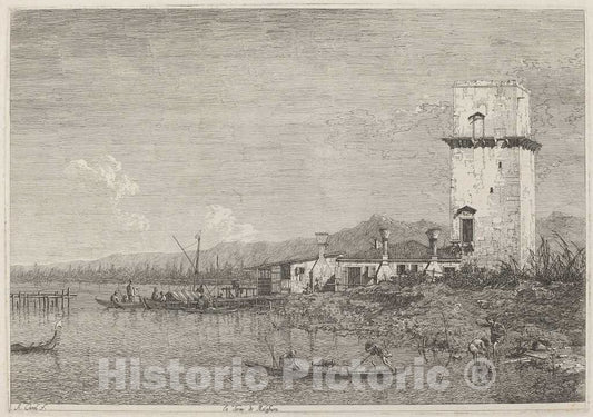 Art Print : Canaletto, La Torre di Malghera, c.1741 - Vintage Wall Art