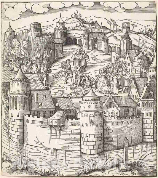 Art Print : Leonhard Beck, Execution of a Man at a Market-Place of a Town, c.1515 - Vintage Wall Art
