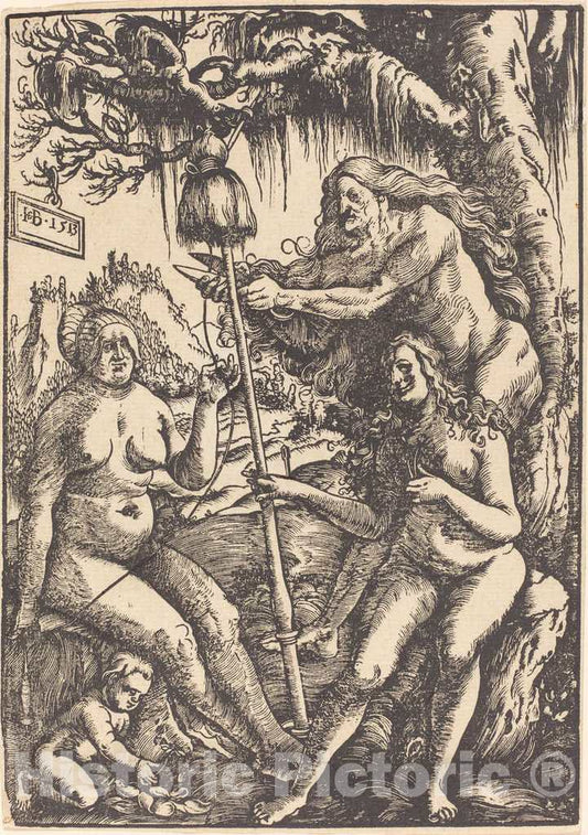 Art Print : Hans Baldung Grien, The Three Fates: Lachesis, Atropos and Clotho, 1513 - Vintage Wall Art