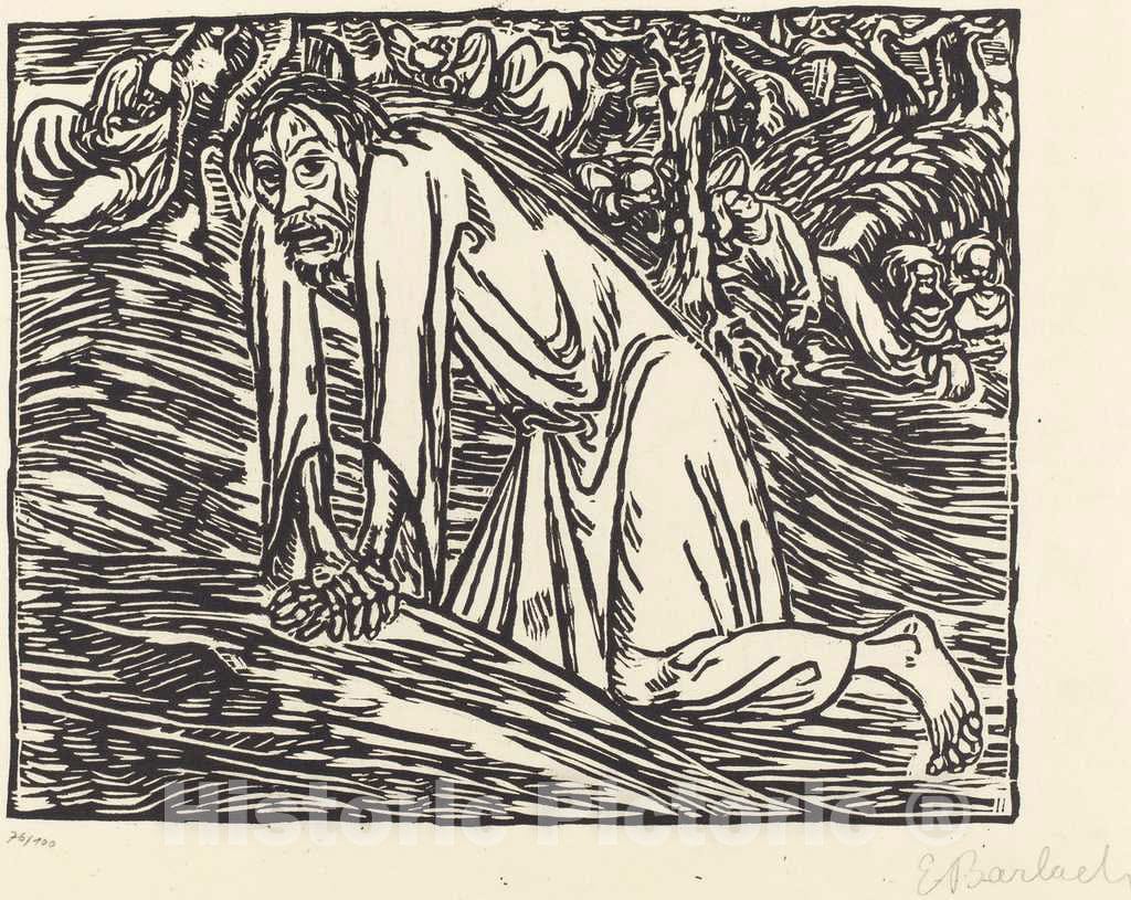 Art Print : Ernst Barlach, Christ in Gethsemane, 1919 - Vintage Wall Art