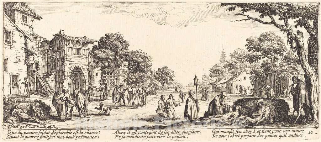 Art Print : Jacques Callot, Dying Soldiers by The Roadside, c. 1633 - Vintage Wall Art