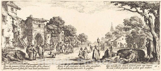 Art Print : Jacques Callot, Dying Soldiers by The Roadside, c. 1633 - Vintage Wall Art