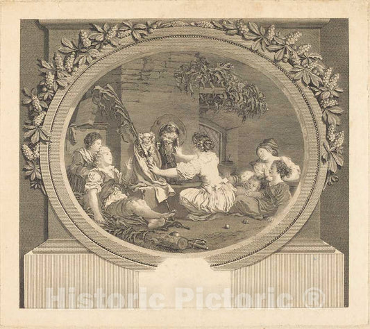Art Print : Nicolas Delaunay After Fragonard, L'Education fait Tout, 1791 - Vintage Wall Art