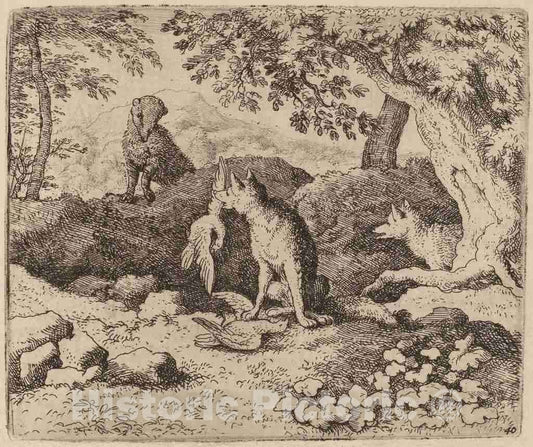 Art Print : Allart Van Everdingen, The Badger Goes to Warn Reynard, c.1651 - Vintage Wall Art