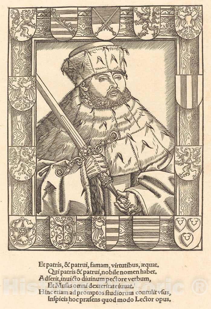 Art Print : Lucas Cranach The Younger, John Frederic The Magnanimous, in Electoral Robes - Vintage Wall Art