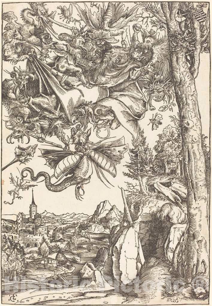 Art Print : Lucas Cranach The Elder, The Temptation of Saint Anthony, 1506 - Vintage Wall Art