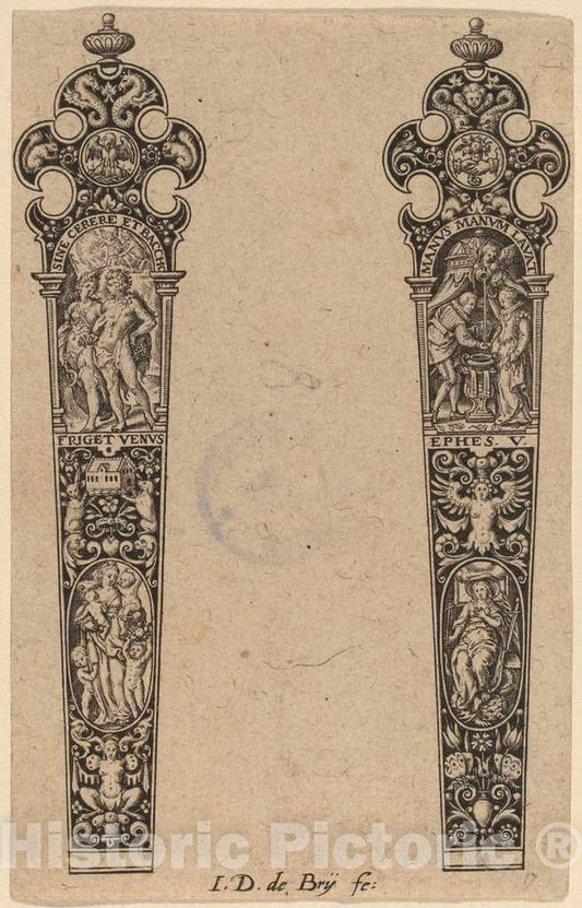 Art Print : Theodor de Bry, Ornament for Knife Handle - Vintage Wall Art