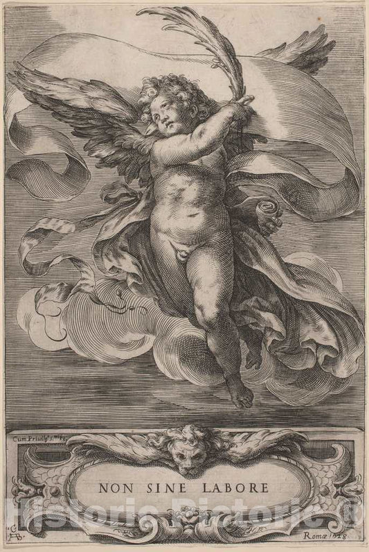 Art Print : Cherubino Alberti, an Allegorical Figure: None sine labore, 1628 - Vintage Wall Art