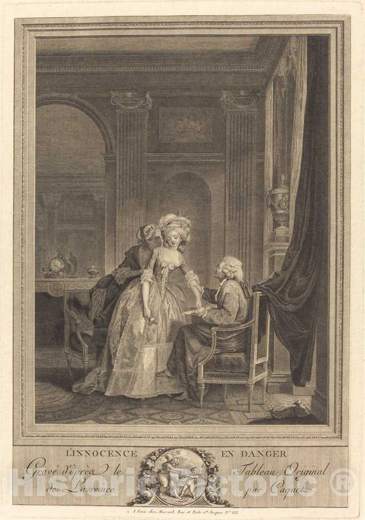 Art Print : Caquet After Lavreince, L'innocence en Danger, 1785 - Vintage Wall Art
