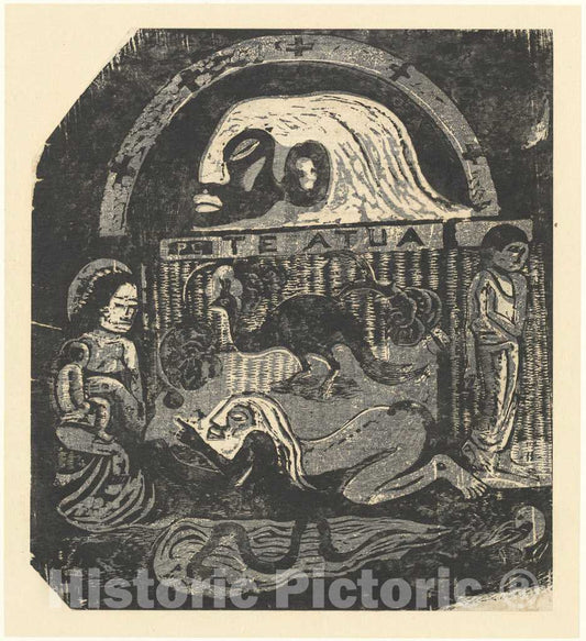Art Print : Paul Gauguin, Te Atua (The Gods) Small Plate, in or After 1895 - Vintage Wall Art