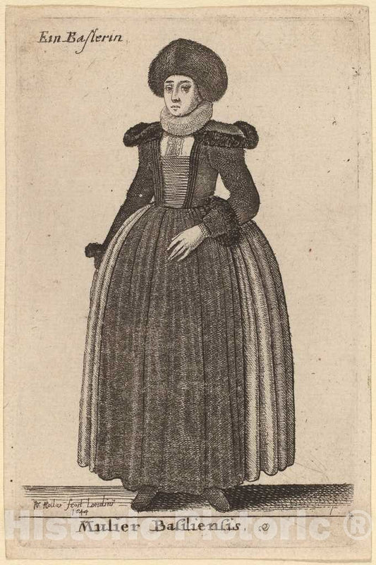 Art Print : Wenceslaus Hollar, Mulier Basiliensis, 1644 - Vintage Wall Art