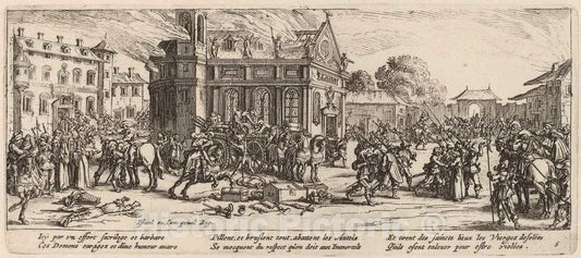 Art Print : Van Schagen After Jacques Callot, Destruction of a Convent - Vintage Wall Art