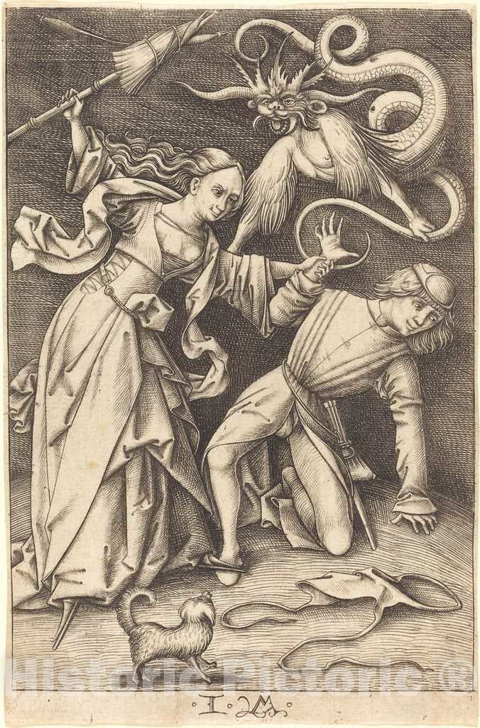 Art Print : Israhel Van Meckenem, The Angry Wife, c.1499 - Vintage Wall Art