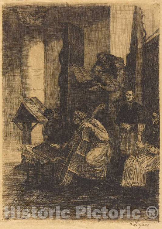 Art Print : Alphonse Legros, Choir in a Spanish Church (La choeur d'une eglise espagnole), 1860 - Vintage Wall Art