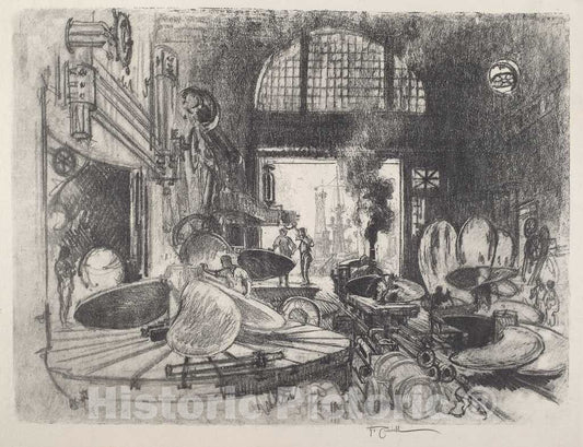 Art Print : Joseph Pennell, Making Propeller Blades, 1917 - Vintage Wall Art
