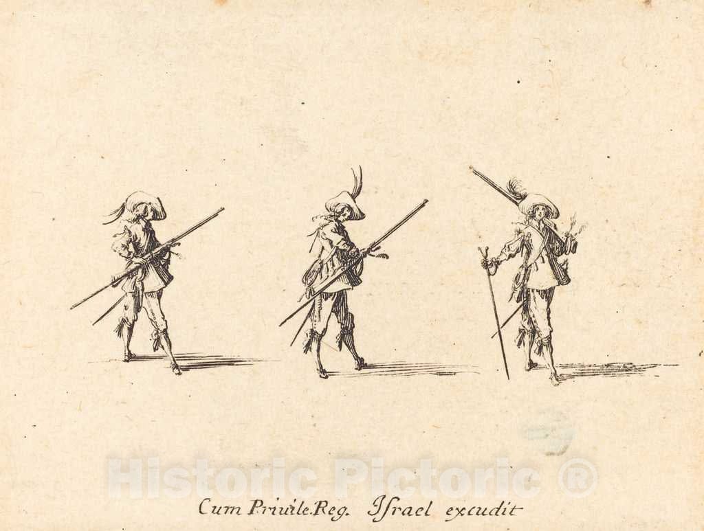 Art Print : Jacques Callot, Drill with The Musket, c.1635 - Vintage Wall Art