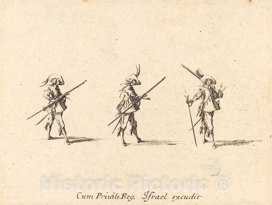 Art Print : Jacques Callot, Drill with The Musket, c.1635 - Vintage Wall Art