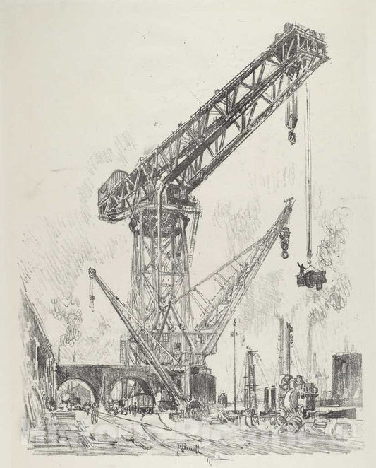 Art Print : Joseph Pennell, Made in Germany, The Great Crane, 1916 - Vintage Wall Art