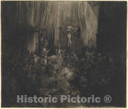 Art Print : Rembrandt, Christ Crucified Between The Two Thieves (The Three Crosses), 1653 - Vintage Wall Art